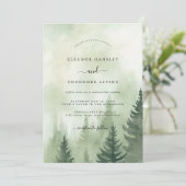 Invitation Forêt de pins rustique aquarelle mariage   (Debout devant)