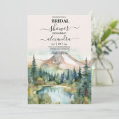Invitation Forêt de pins rustique thème aquarelle mariage (Debout devant)