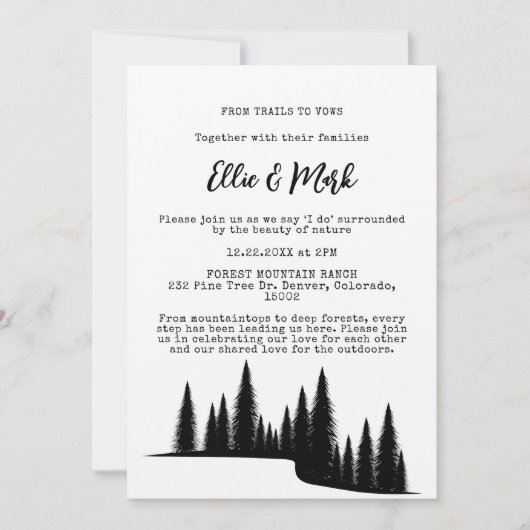 Invitation Forêt de pins rustiques Mariage extérieur (Devant)