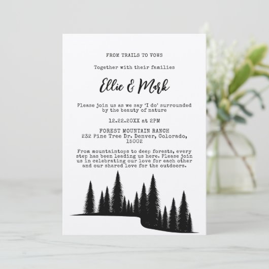Invitation Forêt de pins rustiques Mariage extérieur (Debout devant)