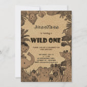 Invitation Forêt de pluie rustique Bois Animaux Brown Kraft (Devant)