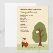 Invitation Forêt de renard et d'hibou Baby shower 5x7 (Devant / Derrière)
