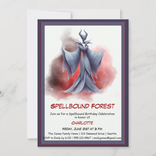 Invitation Forêt de Spellbound - Fée noire fête d'anniversair (Devant)