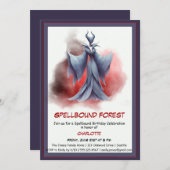 Invitation Forêt de Spellbound - Fée noire fête d'anniversair (Devant / Derrière)