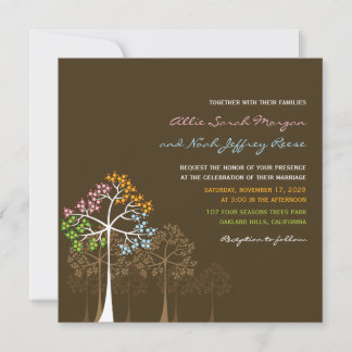 Invitation Forêt des arbres de quatre saisons Mariage des boi