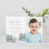 Invitation Forêt des neiges Hiver Onederland Bois Anniversair (Debout devant)