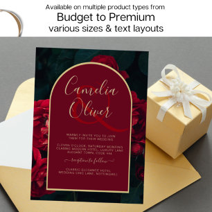 Invitation Forêt des Roses Rouges Vert Mariage d'hiver