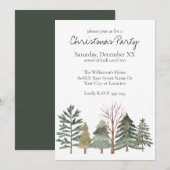 Invitation Forêt d'hiver à l'aquarelle Arbres simples (Devant / Derrière)