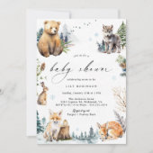 Invitation Forêt d'hiver | Baby shower boisé Neutre mignon (Devant)