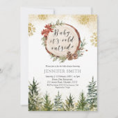 Invitation Forêt d'hiver Bébé son froid à l'extérieur Baby sh (Devant)