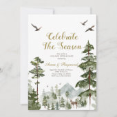 Invitation Forêt d'hiver Célébrez la maison ouverte de saison (Devant)