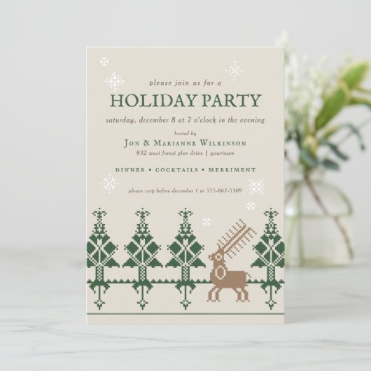 Invitation Forêt d'hiver d'art populaire | Holiday Open House (Debout devant)