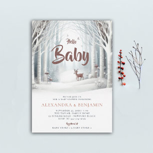 Invitation Forêt d'hiver Deer Coed Baby shower neutre selon l