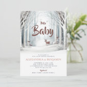 Invitation Forêt d'hiver Deer Coed Baby shower neutre selon l (Debout devant)