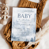 Invitation Forêt d'hiver Dusty Baby shower bleu