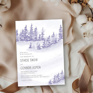 Invitation Forêt d'hiver en gris lavande neige Mariage