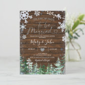 Invitation Forêt d'hiver Flocon de neige Mariage Noël (Debout devant)