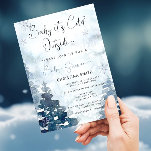 Invitation Forêt d'hiver Il fait froid baby shower extérieur