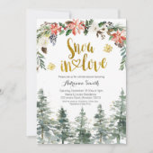Invitation Forêt d'hiver neige en amour Douche nuptiale (Devant)