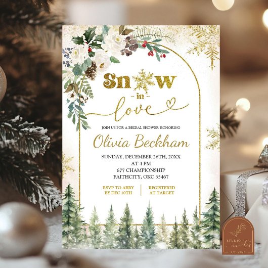 Invitation Forêt d'hiver Neige en amour Fête des mariées