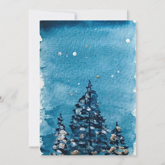 Invitation Forêt d'hiver Pins Mariage (Dos)