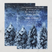 Invitation Forêt d'hiver Pins Mariage (Devant / Derrière)