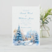 Invitation Forêt d'hiver romantique et Mariage de l'église (Debout devant)