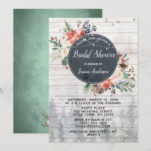 Invitation Forêt d'hiver rustique illumine la Fête des mariée
