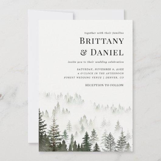 Invitation Forêt d'hiver Script moderne Photo QR Code Mariage (Devant)