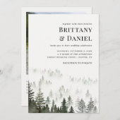 Invitation Forêt d'hiver Script moderne Photo QR Code Mariage (Devant / Derrière)