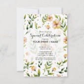 Invitation Forêt dorée vert moutarde jaune floral pois (Devant)