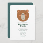 Invitation Forêt d'ours mignonne simple avec animaux Annivers (Devant / Derrière)