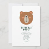 Invitation Forêt d'ours mignonne simple avec animaux Annivers (Devant)