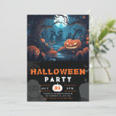 Invitation Forêt effrayante et lanternes Jack-O' Halloween no (Debout devant)