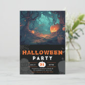 Invitation Forêt effrayante et lanternes Jack-O' Halloween no (Debout devant)