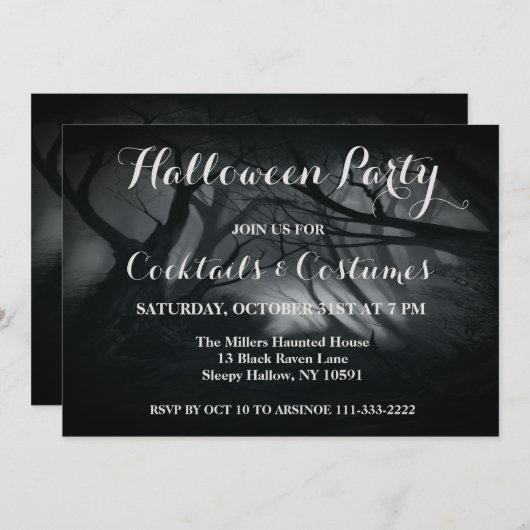 Invitation Forêt Éffrayante foncée (Devant / Derrière)