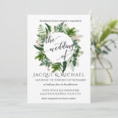 Invitation Forêt Emerald Fern Mariage de feuille de feuillage (Debout devant)