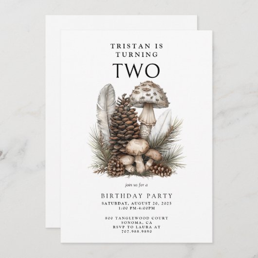 Invitation Forêt enchantée 2e fête d'anniversaire (Devant / Derrière)