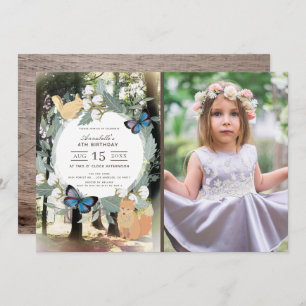 Invitation Forêt enchantée Animaux boisés Photo Anniversaire