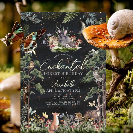 Invitation Forêt enchantée Animaux de forêt Anniversaire