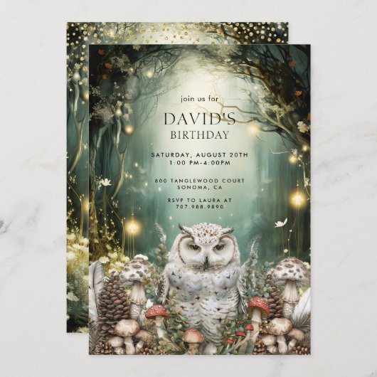 Invitation Forêt enchantée Animaux de forêt Enfants Anniversa (Devant / Derrière)