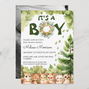 Invitation Forêt enchantée Baby Boy Douche