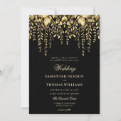 Invitation Forêt enchantée Black Gold Mariage élégant (Devant)