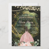 Invitation Forêt enchantée Blush Floral Quinceañera Sweet 16 (Devant)