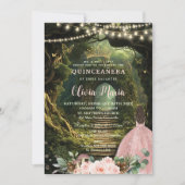 Invitation Forêt enchantée Blush Floral Quinceañera Sweet 16 (Devant)