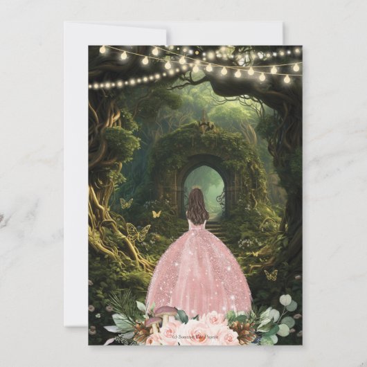 Invitation Forêt enchantée Blush Floral Quinceañera Sweet 16 (Dos)
