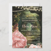 Invitation Forêt enchantée Blush Floral Quinceañera Sweet 16 (Devant)