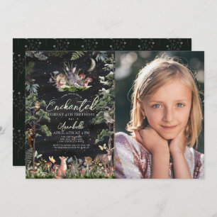 Invitation Forêt enchantée Bois Animaux Anniversaire Photo