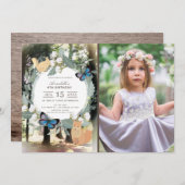 Invitation Forêt enchantée Bois Animaux Photo Anniversaire (Devant / Derrière)