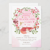 Invitation Forêt Enchantée Bois Fée Rose Girl Anniversaire (Devant / Derrière)